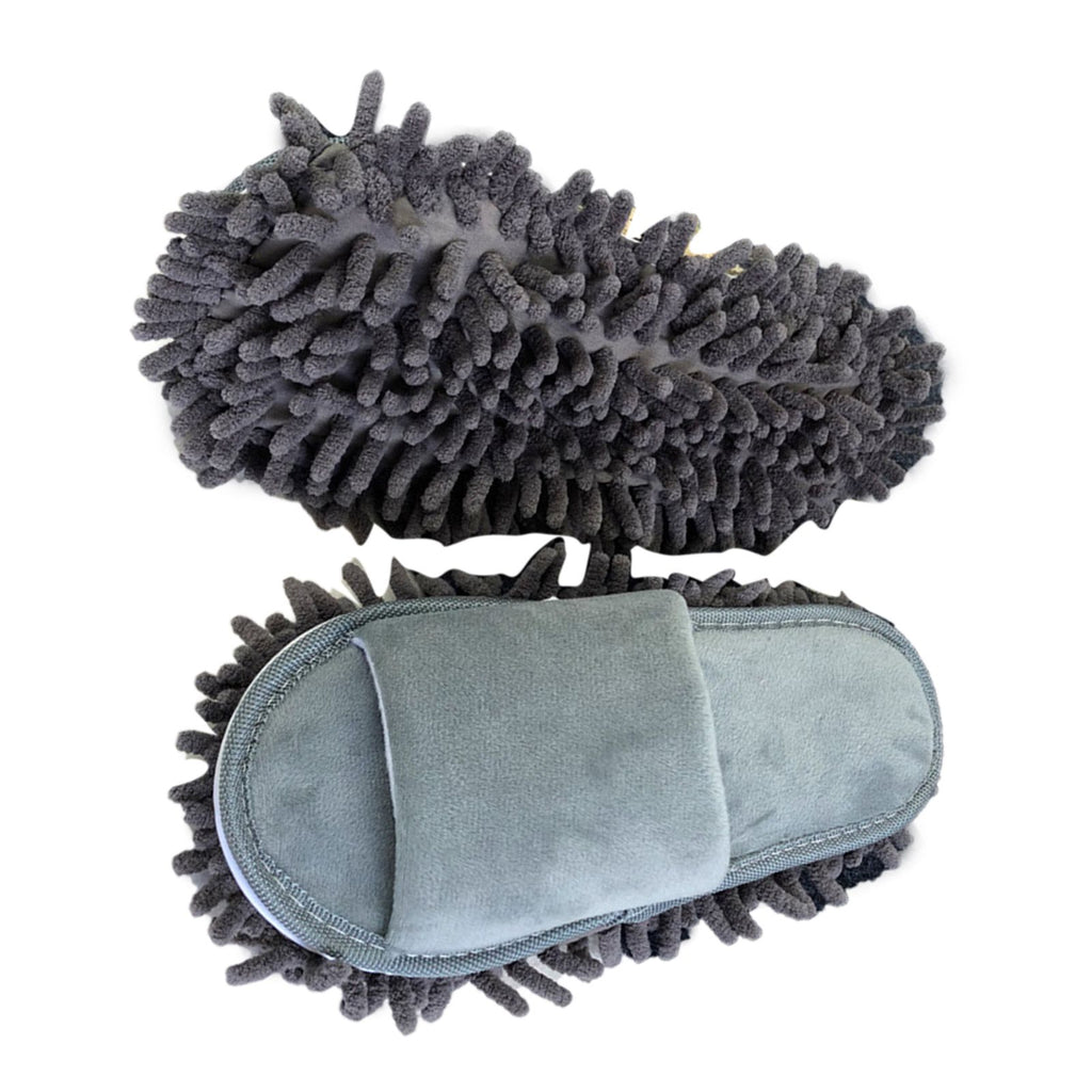 Floor Slippers Lazy Open Toed Mop Slipper Home Use Soft Pure Color Cleaning Slipper Grey M 39-41