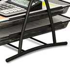 Office Desk Document Tray Mesh Bracket Paper Letter Shelf Holder Black Metal for Home Study School 2 Layers