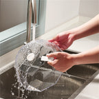 Geometric Microwave Splatter Cover Food Plate Lid with Steam Vents Handle Dustproof for Tray Pan Bowl White