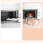 Geometric Microwave Splatter Cover Food Plate Lid with Steam Vents Handle Dustproof for Tray Pan Bowl White