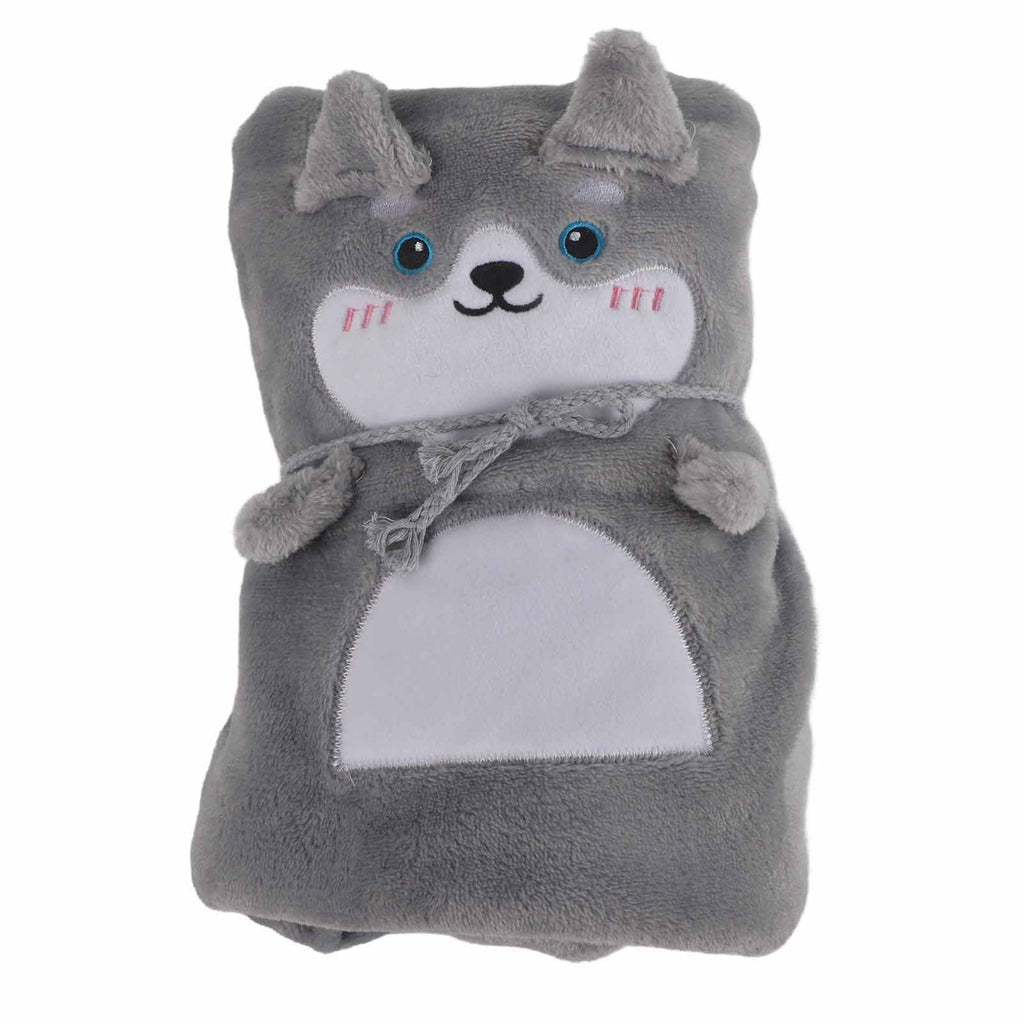 Flannel Blanket Cute Animal Shape Soft Skin Friendly Portable Nap Blanket for Sofa Bed Office Dormitory Husky 80x100cm / 31.5x39.4in