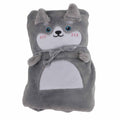 Flannel Blanket Cute Animal Shape Soft Skin Friendly Portable Nap Blanket for Sofa Bed Office Dormitory Husky 80x100cm / 31.5x39.4in