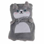 Flannel Blanket Cute Animal Shape Soft Skin Friendly Portable Nap Blanket for Sofa Bed Office Dormitory Husky 80x100cm / 31.5x39.4in
