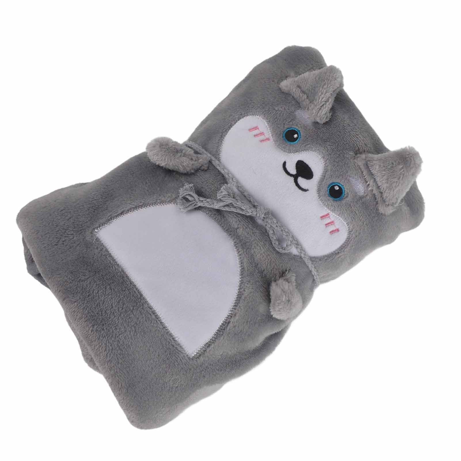 Flannel Blanket Cute Animal Shape Soft Skin Friendly Portable Nap Blanket for Sofa Bed Office Dormitory Husky 80x100cm / 31.5x39.4in