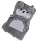 Flannel Blanket Cute Animal Shape Soft Skin Friendly Portable Nap Blanket for Sofa Bed Office Dormitory Husky 80x100cm / 31.5x39.4in