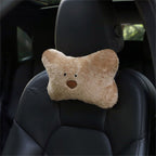 Car Pillow Cute Bear Style Plush Material Soft Comfortable Relieving Stress Car Interior Supplies for Drivers Arm Bear Headrest Brown