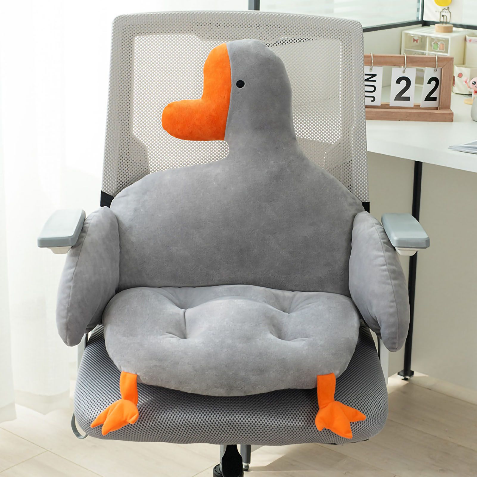 Office Cushion Soft Comfortable Strap Design Goose Shape One Piece Home Cushion for Students Adults Grey 80x40cm / 31.5x15.7in