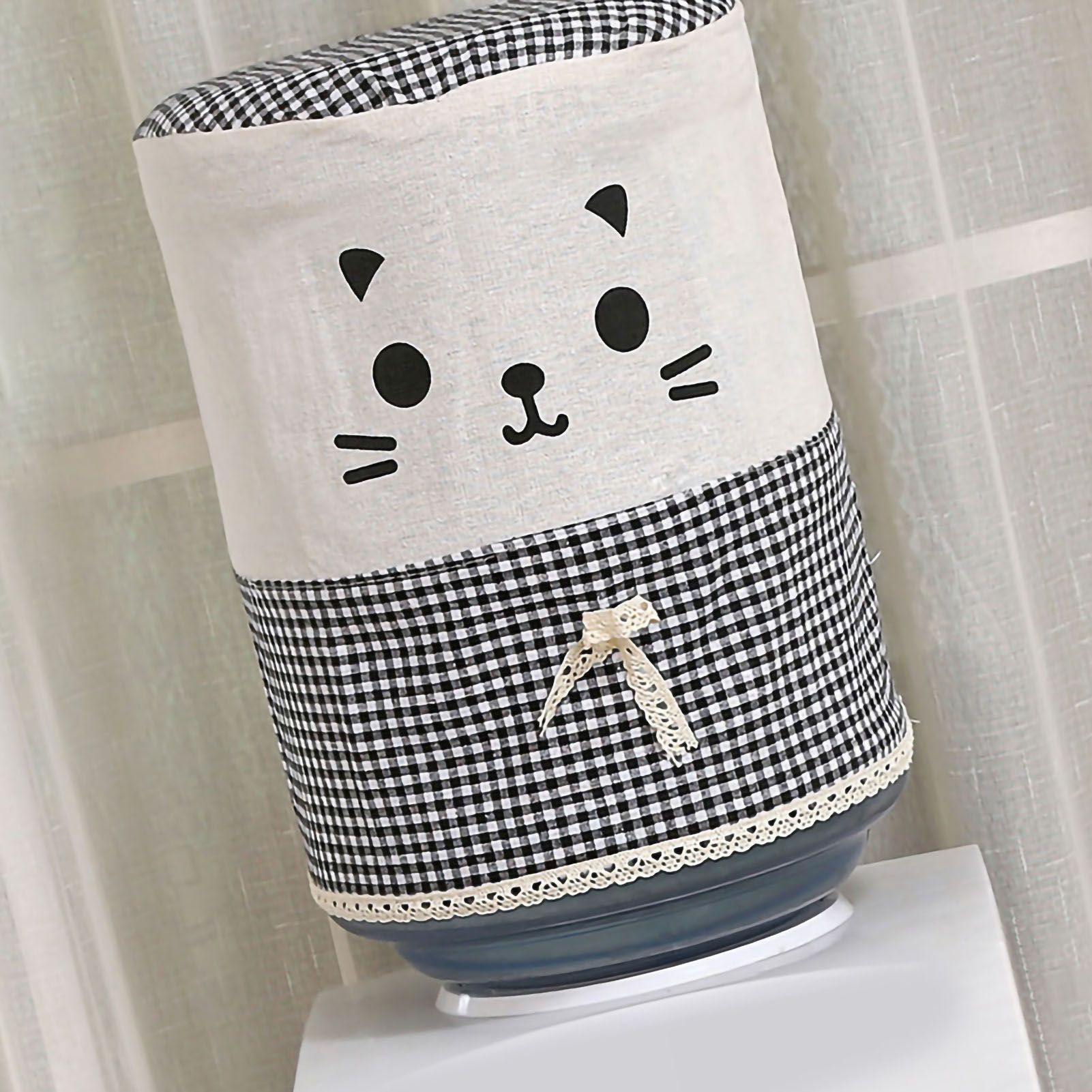 Water Dispenser Bucket Cover Reusable Water Dispenser Barrel Dust Cover Cute for Home Office Cat Black Height 34cm/13.39in X Diameter 28cm/11.02in