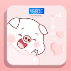 Digital Weight Scale Tempered Glass Smart Accurate Measurement Digital Weight Scale for Home Use Sticker Pink Pig 26x26cm / 10.2x10.2in Battery Model