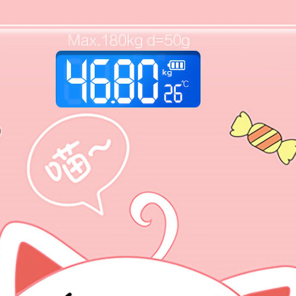 Digital Weight Scale Tempered Glass Smart Accurate Measurement Digital Weight Scale for Home Use LCD Candy Cat 26x26cm / 10.2x10.2in Battery Model