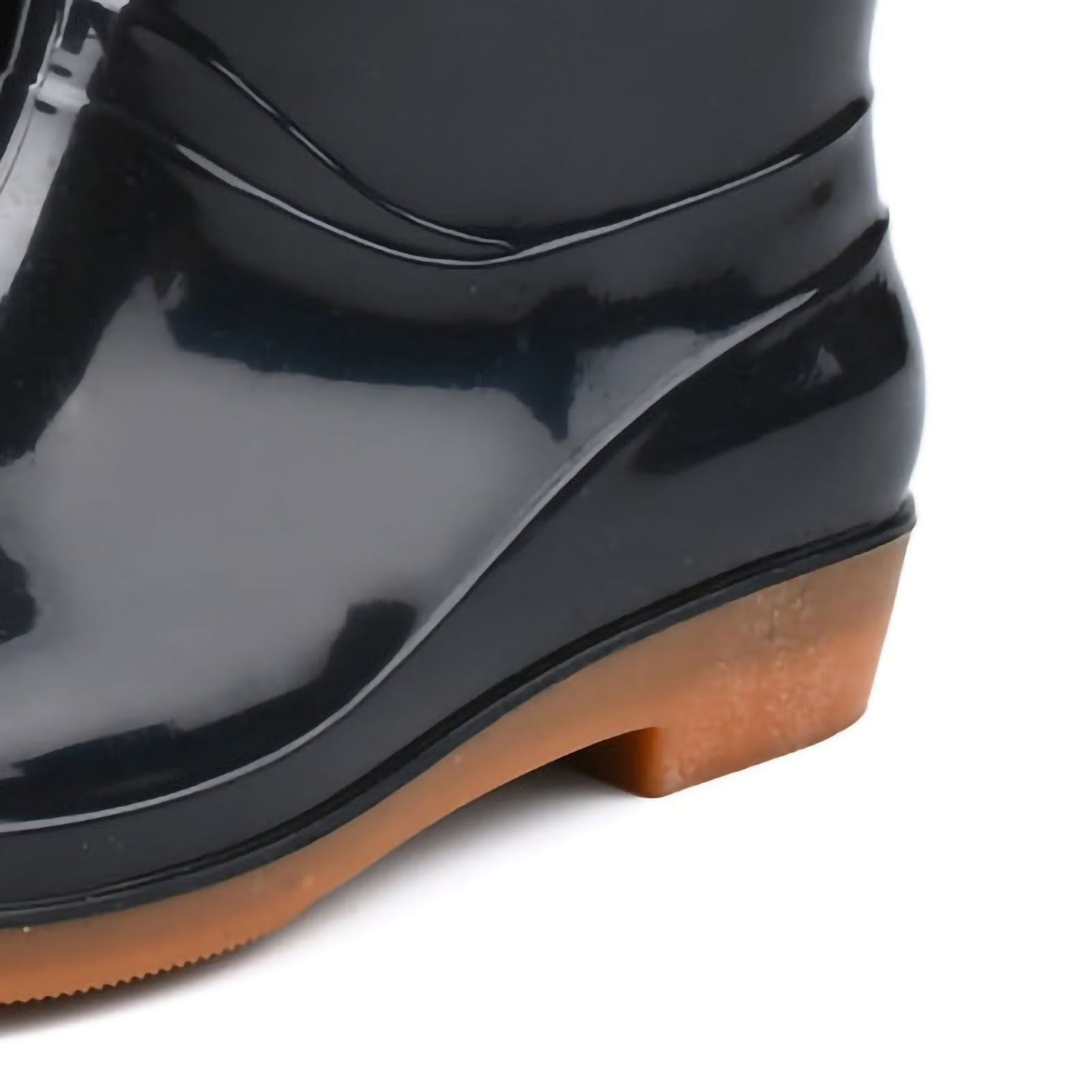 Womens Rain Boots Fashion Antiskid Short Rain Boot Round Head Radian PVC Plastic Rain Boots Black 40