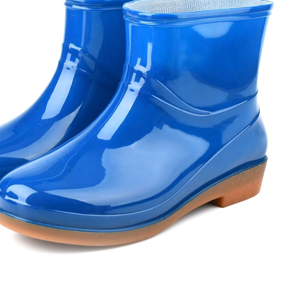 Womens Rain Boots Fashion Antiskid Short Rain Boot Round Head Radian PVC Plastic Rain Boots Blue 38
