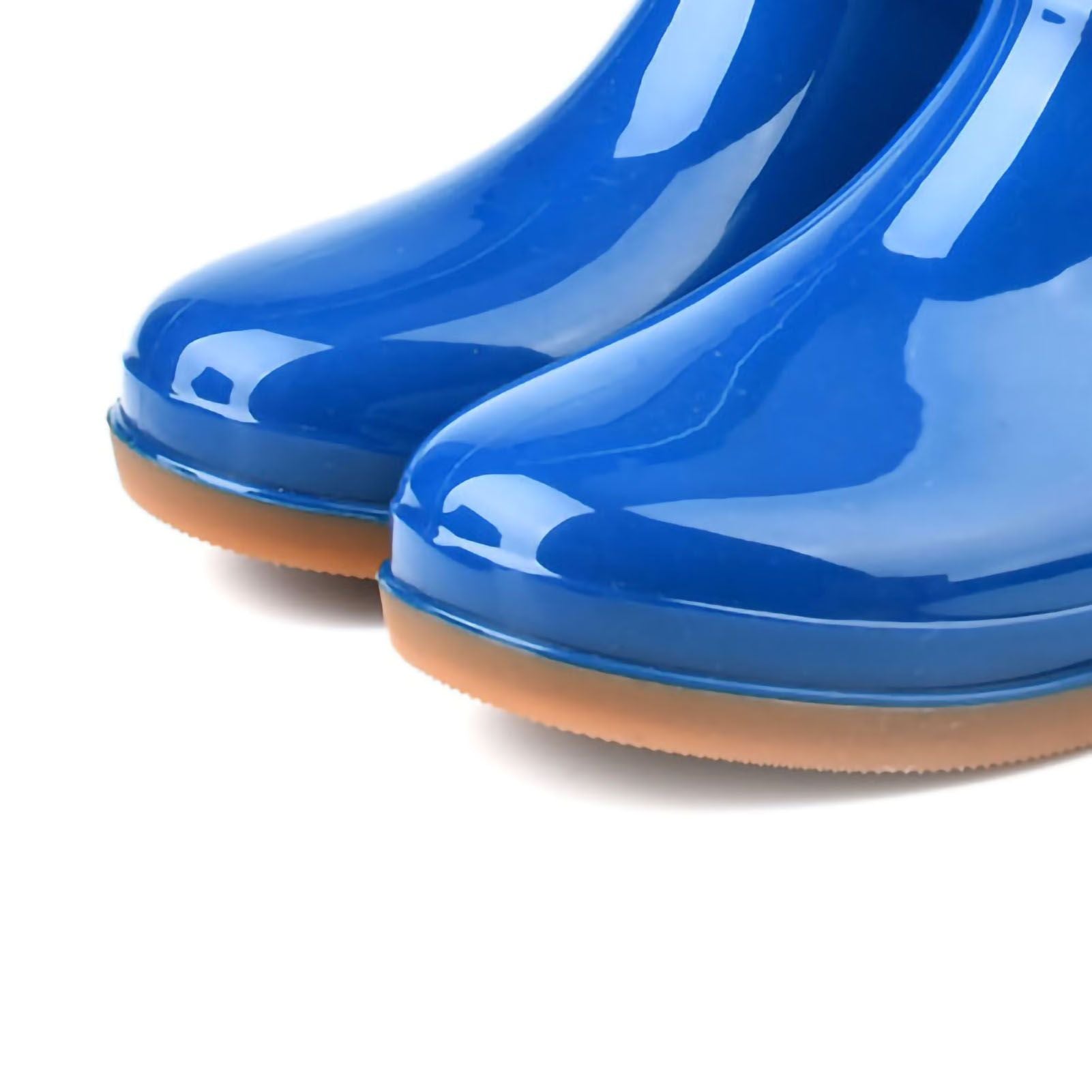 Womens Rain Boots Fashion Antiskid Short Rain Boot Round Head Radian PVC Plastic Rain Boots Blue 39
