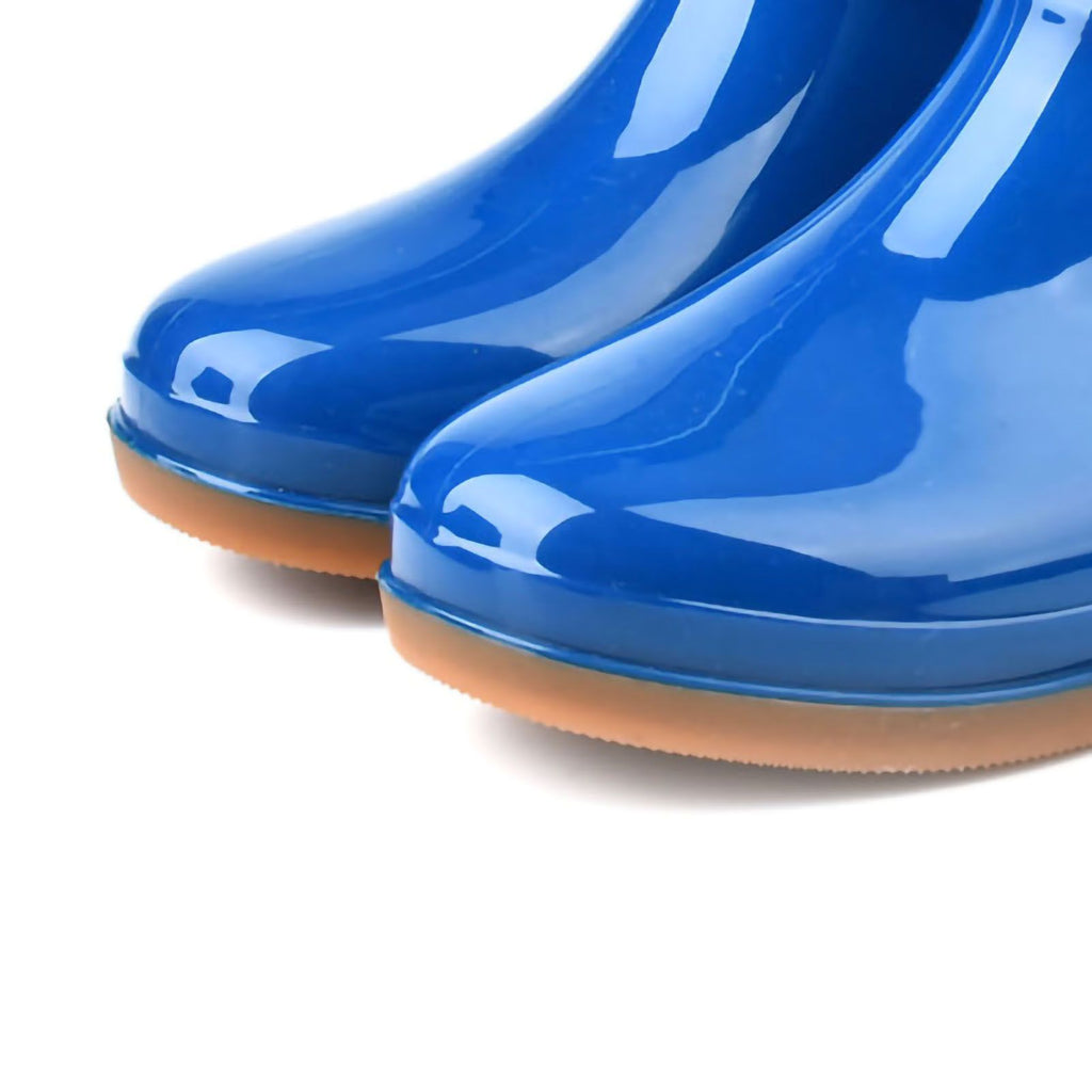 Womens Rain Boots Fashion Antiskid Short Rain Boot Round Head Radian PVC Plastic Rain Boots Blue 40
