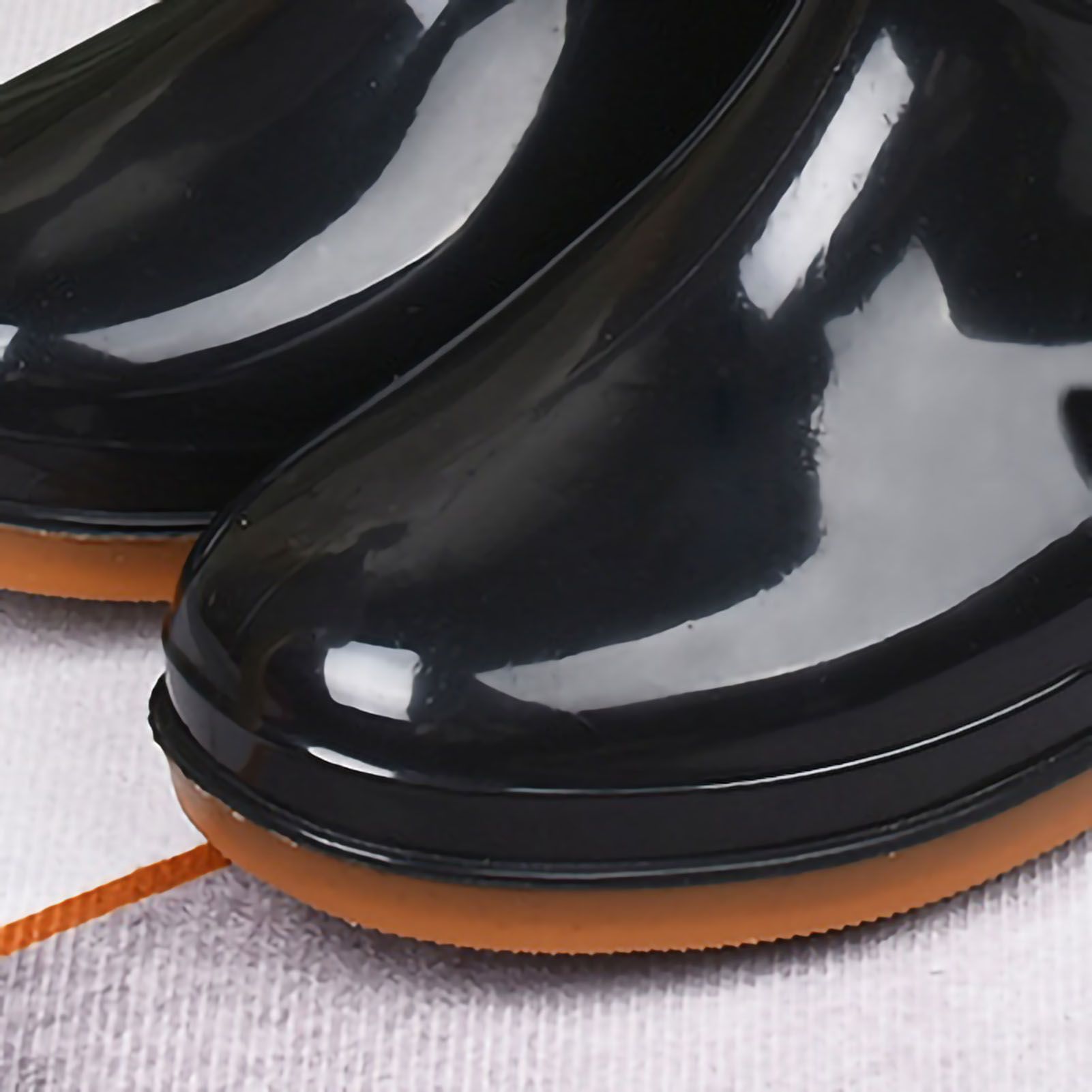 Womens Rain Boots Fashion Antiskid Short Rain Boot Round Head Radian PVC Plastic Rain Boots Black Padded 38