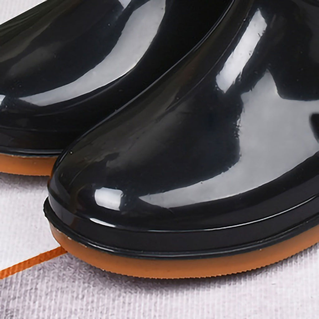 Womens Rain Boots Fashion Antiskid Short Rain Boot Round Head Radian PVC Plastic Rain Boots Black Padded 39