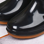 Womens Rain Boots Fashion Antiskid Short Rain Boot Round Head Radian PVC Plastic Rain Boots Black Padded 39