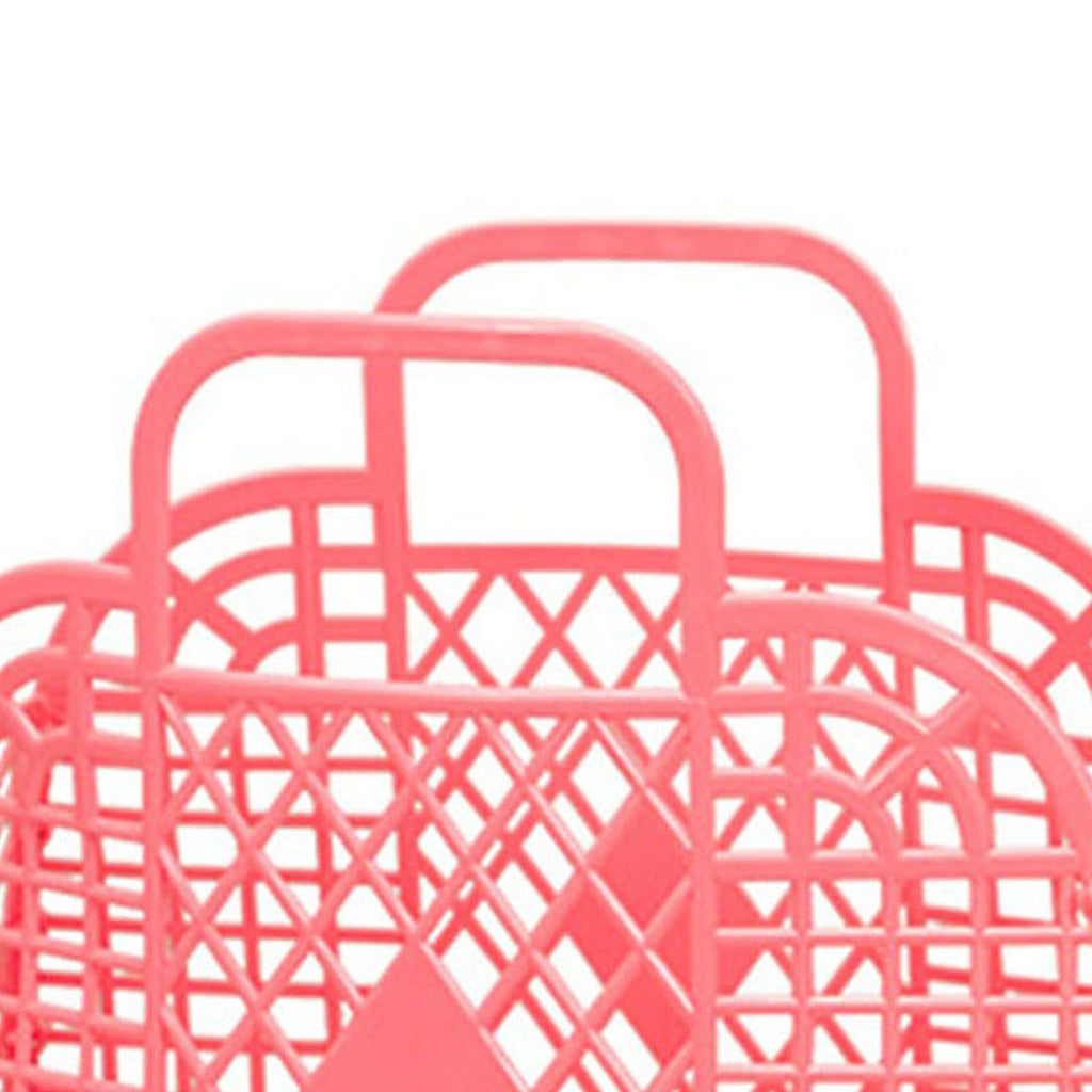 Hollow Storage Basket Plastic Reusable Portable Foldable Bag for Beach Home Bedside Shopping Toys Clothes Red 250x110x220mm/9.84x4.33x8.66in