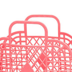 Hollow Storage Basket Plastic Reusable Portable Foldable Bag for Beach Home Bedside Shopping Toys Clothes Red 250x110x220mm/9.84x4.33x8.66in