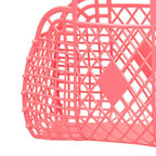 Hollow Storage Basket Plastic Reusable Portable Foldable Bag for Beach Home Bedside Shopping Toys Clothes Red 250x110x220mm/9.84x4.33x8.66in