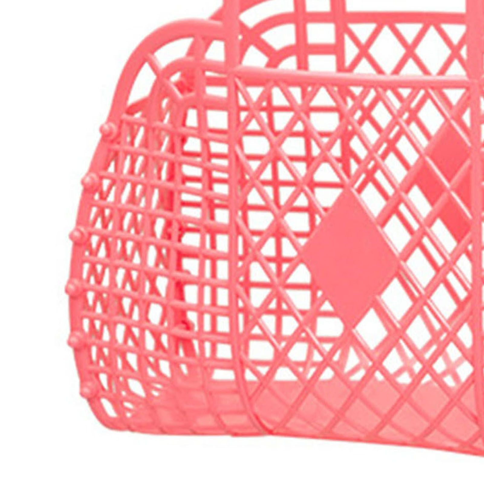 Hollow Storage Basket Plastic Reusable Portable Foldable Bag for Beach Home Bedside Shopping Toys Clothes Red 250x110x220mm/9.84x4.33x8.66in