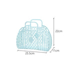Hollow Storage Basket Plastic Reusable Portable Foldable Bag for Beach Home Bedside Shopping Toys Clothes Blue 250x110x220mm/9.84x4.33x8.66in