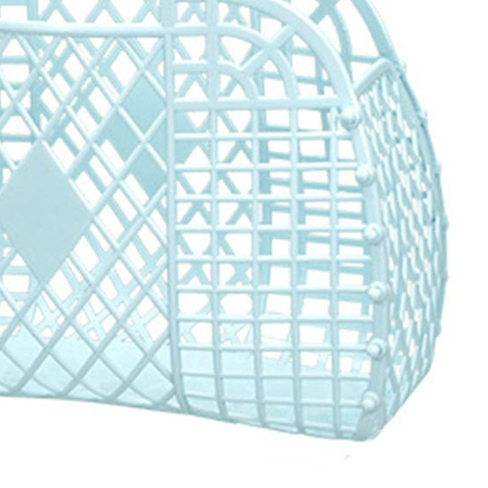 Hollow Storage Basket Plastic Reusable Portable Foldable Bag for Beach Home Bedside Shopping Toys Clothes Blue 250x110x220mm/9.84x4.33x8.66in