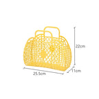 Hollow Storage Basket Plastic Reusable Portable Foldable Bag for Beach Home Bedside Shopping Toys Clothes Yellow 250x110x220mm/9.84x4.33x8.66in