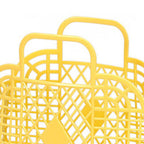 Hollow Storage Basket Plastic Reusable Portable Foldable Bag for Beach Home Bedside Shopping Toys Clothes Yellow 250x110x220mm/9.84x4.33x8.66in