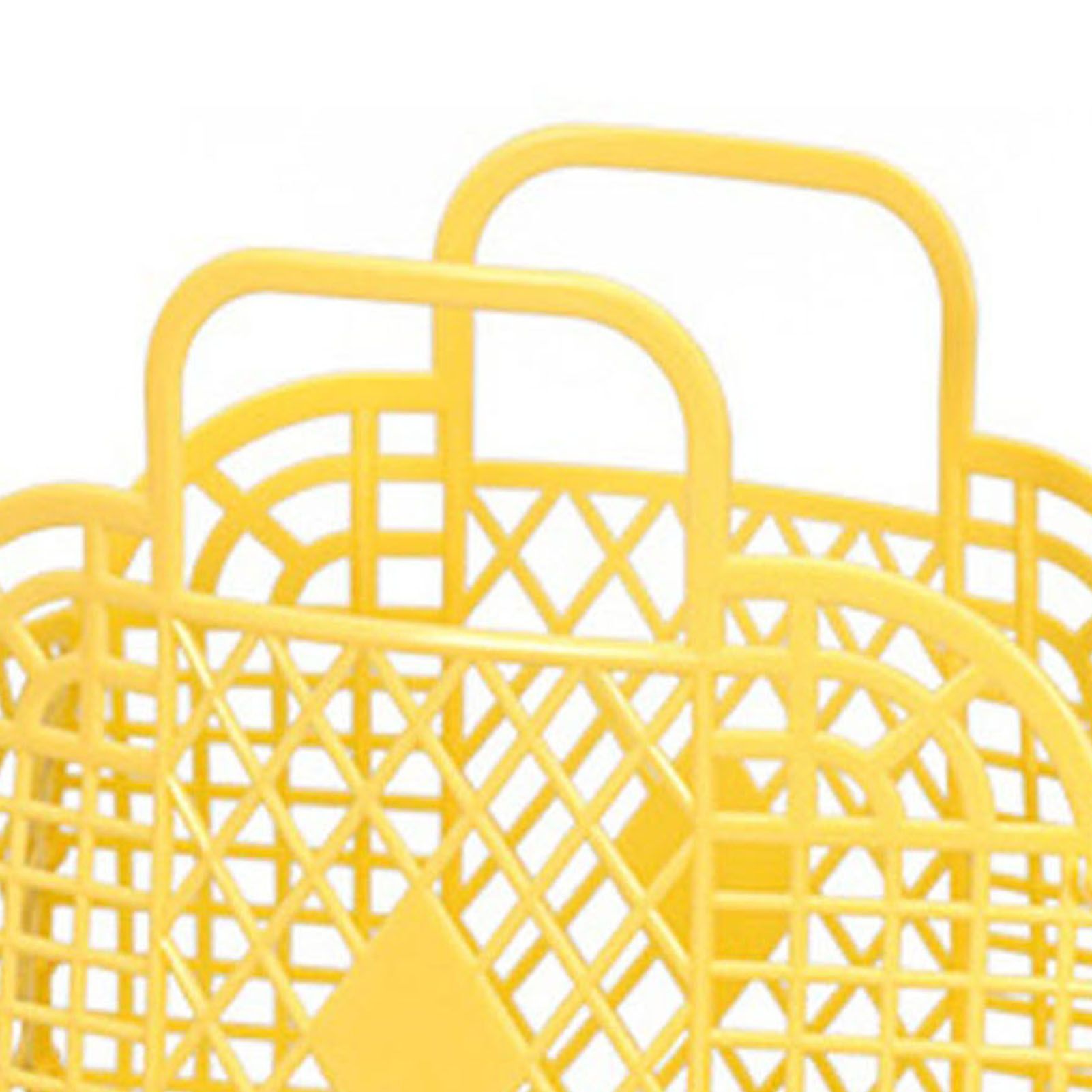 Hollow Storage Basket Plastic Reusable Portable Foldable Bag for Beach Home Bedside Shopping Toys Clothes Yellow 250x110x220mm/9.84x4.33x8.66in