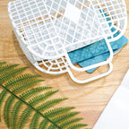 Hollow Storage Basket Plastic Reusable Portable Foldable Bag for Beach Home Bedside Shopping Toys Clothes White 250x110x220mm/9.84x4.33x8.66in