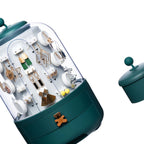 Jewelry Storage Box Table Dustproof Classification Large Capacity Earring Holder Stand for Women Standard Edition Green