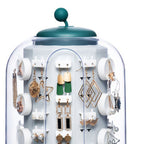 Jewelry Storage Box Table Dustproof Classification Large Capacity Earring Holder Stand for Women Standard Edition Green
