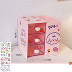 Desktop Storage Box Drawer Design Large Capacity Decorative Simple Dust Cover Skincare Storage Box Pink with Stickers