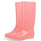 Tall Rain Boots Non Slip Waterproof Rain Shoes PVC Transparent Rain Footwear with Plush Cotton Coverfor Women Adults Pink 35