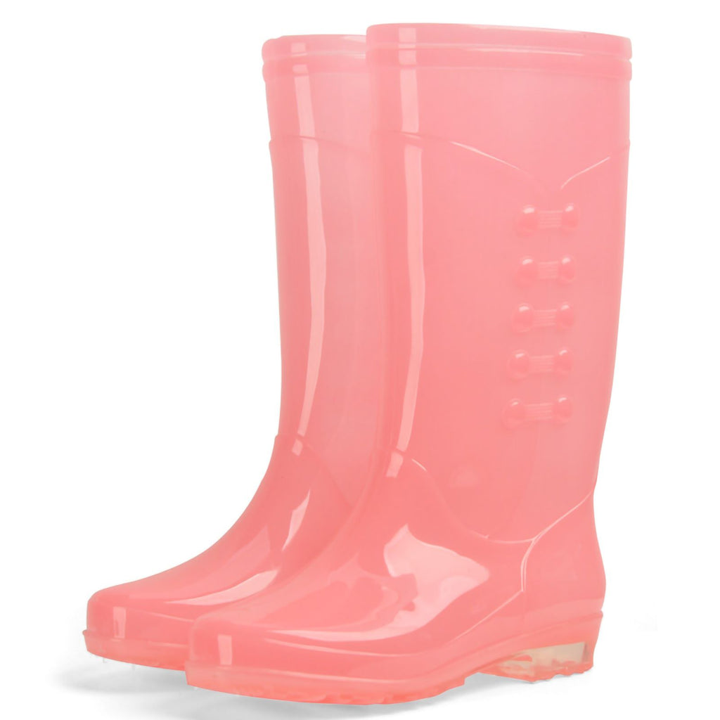 Tall Rain Boots Non Slip Waterproof Rain Shoes PVC Transparent Rain Footwear with Plush Cotton Coverfor Women Adults Pink 38