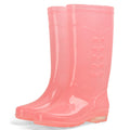 Tall Rain Boots Non Slip Waterproof Rain Shoes PVC Transparent Rain Footwear with Plush Cotton Coverfor Women Adults Pink 38