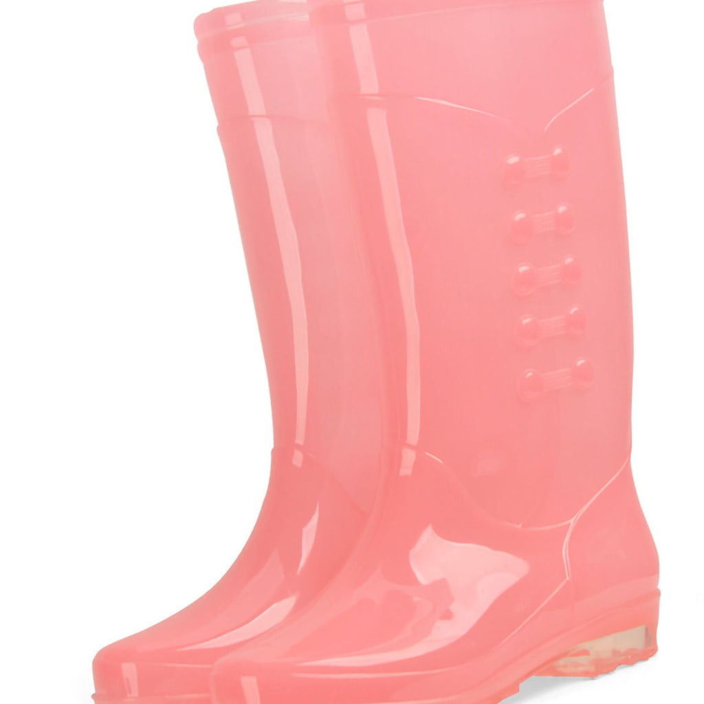 Tall Rain Boots Non Slip Waterproof Rain Shoes PVC Transparent Rain Footwear with Plush Cotton Coverfor Women Adults Pink 38