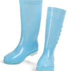 Tall Rain Boots Non Slip Waterproof Rain Shoes PVC Transparent Rain Footwear with Plush Cotton Coverfor Women Adults Blue 36