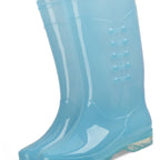 Tall Rain Boots Non Slip Waterproof Rain Shoes PVC Transparent Rain Footwear with Plush Cotton Coverfor Women Adults Blue 37