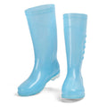 Tall Rain Boots Non Slip Waterproof Rain Shoes PVC Transparent Rain Footwear with Plush Cotton Coverfor Women Adults Blue 38
