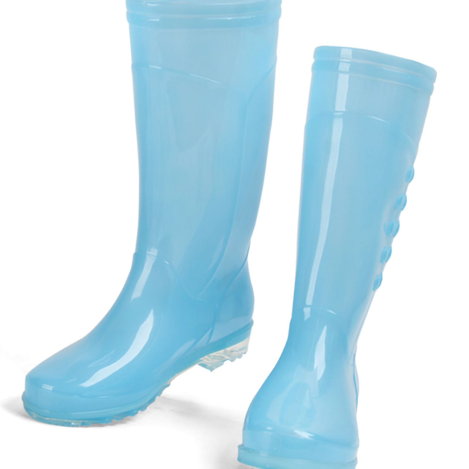 Tall Rain Boots Non Slip Waterproof Rain Shoes PVC Transparent Rain Footwear with Plush Cotton Coverfor Women Adults Blue 39