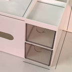 Cosmetics Storage Box Tabletop Tissue Box Lovely Decorative Paper Basket Desktop Makeup Organizer for Bedroom Dormitory White