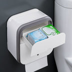 Wall Mounted Tissue Box Holder Strong Bearing Tissue Dispenser with Transparent Viewing Window for Home Bathroom Grey