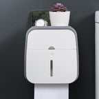 Wall Mounted Tissue Box Holder Strong Bearing Tissue Dispenser with Transparent Viewing Window for Home Bathroom Grey