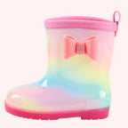 1 Pair Kids Rain Boots Four Seasons Universal Children's Rainbow Bow Non Slip Waterproof Breathable Rain Boots Pink 150mm (Inner Length 145mm)