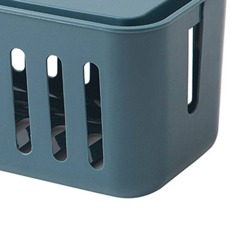 Power Strip Storage Box Hollow Heat Dissipation Simple 6 Charging Hole Cord Cable Container for Home Dark Blue