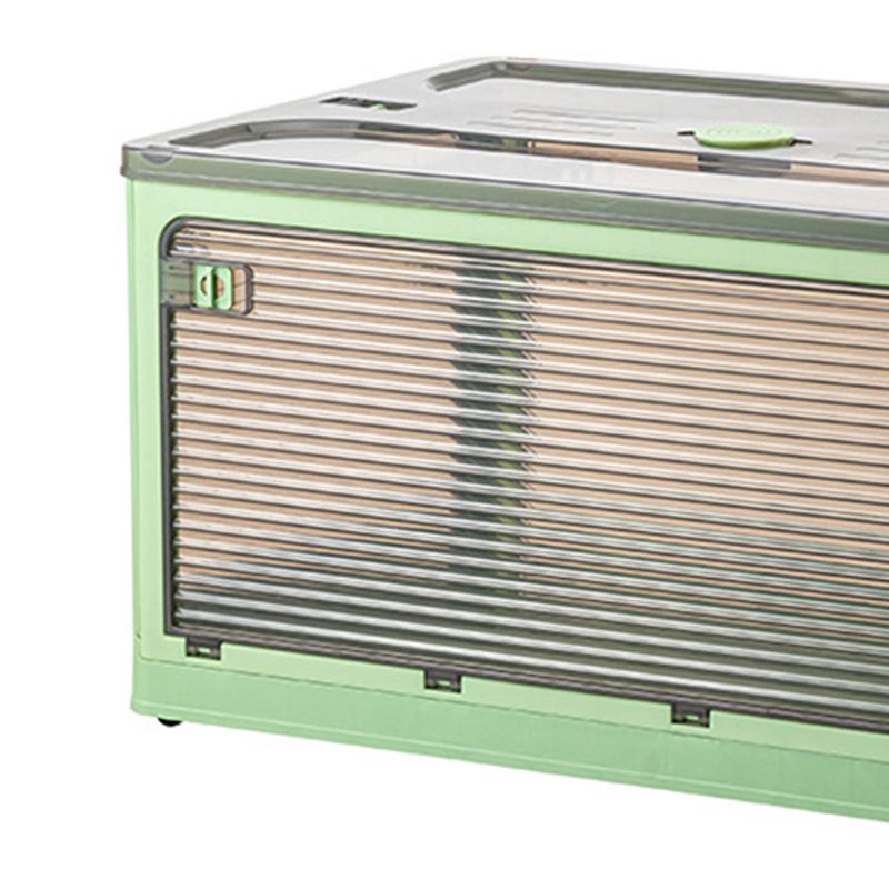 Clothes Storage Box Clear Transparent 4 Way Opening Bottom Pulley Design Plastic PET Storage Container for Home Brown Green Large 51.5x36x30