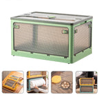 Clothes Storage Box Clear Transparent 4 Way Opening Bottom Pulley Design Plastic PET Storage Container for Home Brown Green Large 51.5x36x30