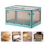 Clothes Storage Box Clear Transparent 4 Way Opening Bottom Pulley Design Plastic PET Storage Container for Home Brown Blue Large 51.5x36x30